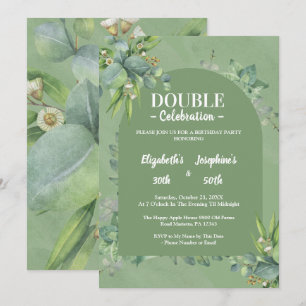 Invitation Elégant Sage Green Floral Double joint Anniversair