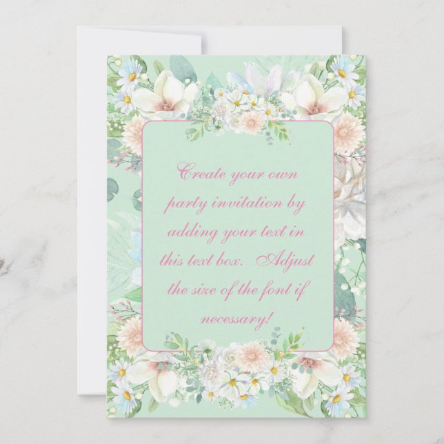 Invitation Élégant Sage Green Pastel Floral Garden Party (Devant)