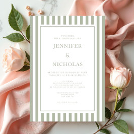 Invitation Elegant Sage Green Stripes Wedding