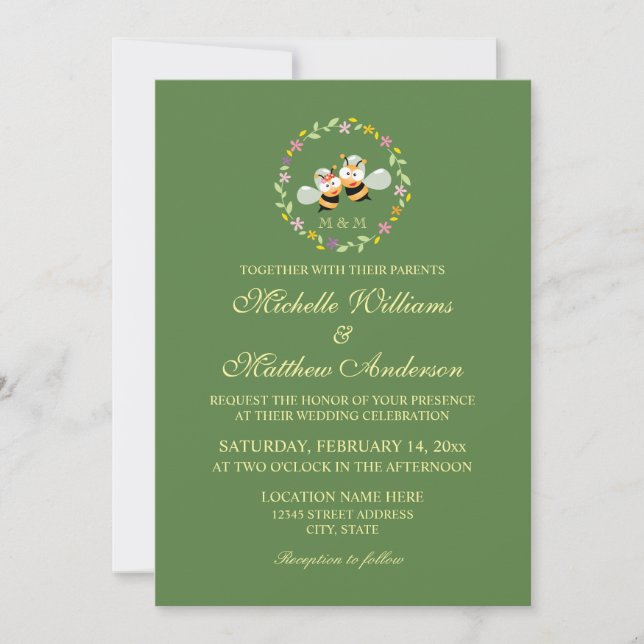 Invitation Elégant Sage Green Whimsical Signifie Être Mariage (Devant)
