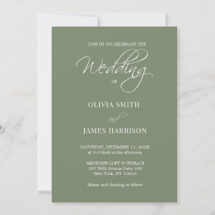 Invitation Élégant Sage Olive Green Simple Mariage moderne