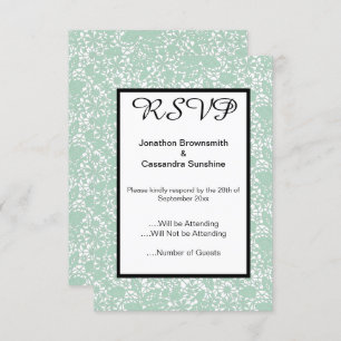 INVITATION ÉLÉGANT SAGE VERT LACE RSVP
