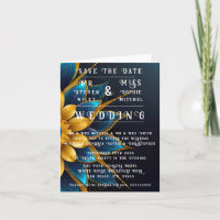 Élégant Sapphire et Mariage Floral Or