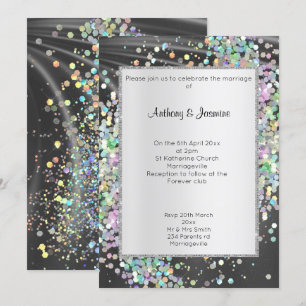 INVITATION ÉLÉGANT SATIN PURPLE HOLOGRAPHIQUE PASTEL