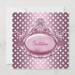 Invitation Elégant Satin Rose Perle Bijou Anniversaire 2