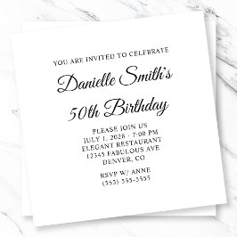 Invitation Élégant Script 50e anniversaire