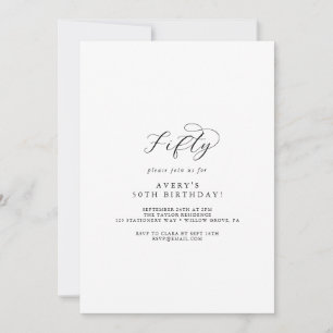 Invitation Élégant Script 50e fête d'anniversaire