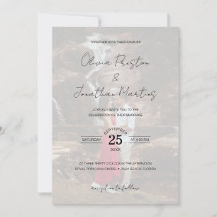 Invitation Élégant Script 5 Photos Mariage QR Code RSVP