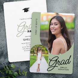 Invitation Élégant Script Arch Photos Graduation Party