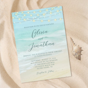 Invitation Élégant Script Beach Ocean Mariage
