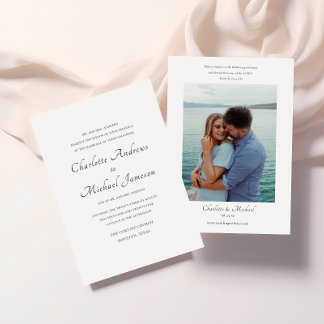 Invitation Élégant Script Bible Verse Photo Mariage