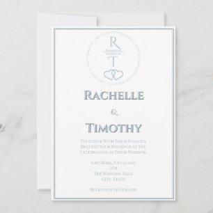 Invitation Élégant script blanc gris gris Mariage modifiable