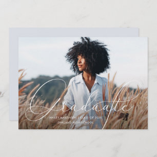 Invitation Élégant Script Blue Grey Photo Party