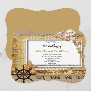 Invitation Élégant Script chic Marine Mariage d'été côtier