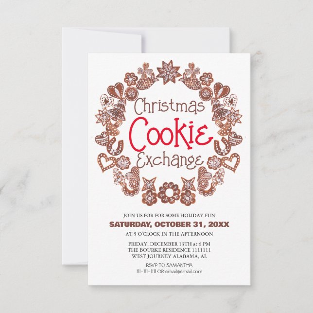 Invitation Élégant Script Christmas Cookie Exchange Party (Devant)