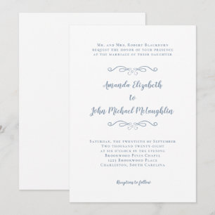 Invitation Élégant Script Classic Mariage officiel Dusty Blue