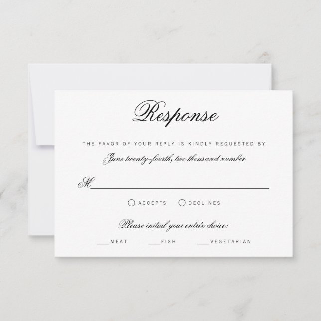 Invitation Élégant Script Classy Traditionnel Mariage RSVP (Devant)