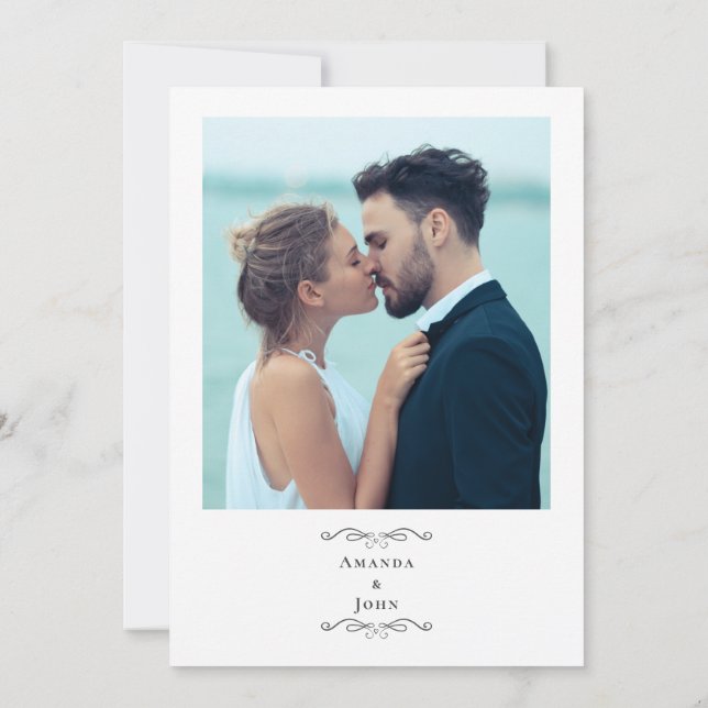 Invitation Élégant Script Custom Photo Mariage Classic Grey I (Dos)