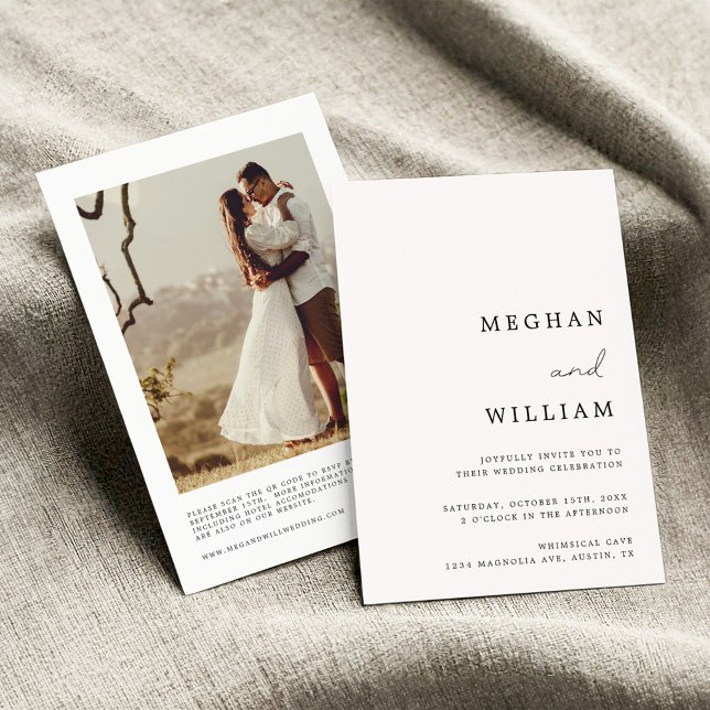 Invitation Élégant script de calligraphie Mariage de code QR (Créateur téléchargé)