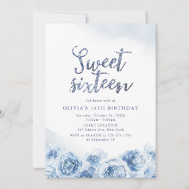 Invitation Élégant script de parties scintillant sweet sixtee