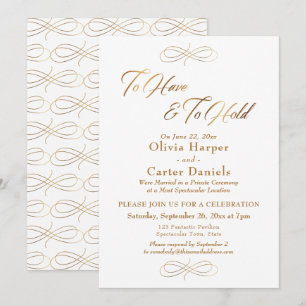 Invitation Élégant script doré pour réception 'À avoir et à t
