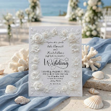 Elegant Script Faux Embossed Roses Formal Wedding