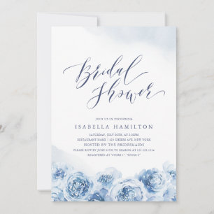 Invitation Élégant script floral lavande clair pour une baby
