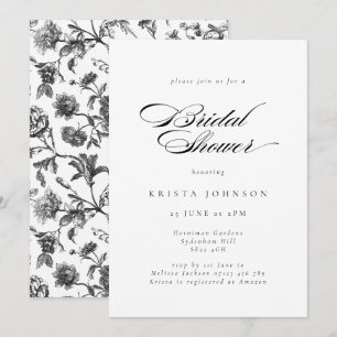 Invitation Élégant script formel Fête des mariées noir & blan