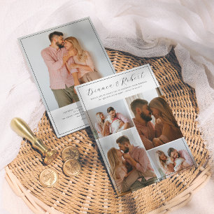 Invitation Élégant Script Minimaliste 5 Photo Collage Mariage