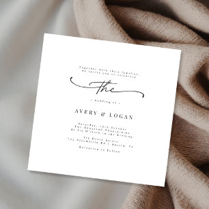 Invitation Élégant script minimaliste Carré Mariage
