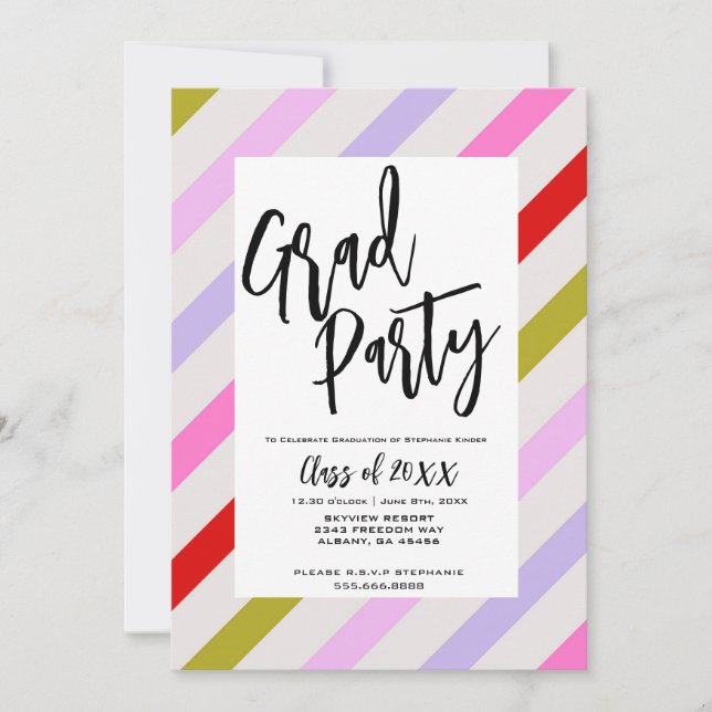Invitation Élégant Script Minimaliste Graduation Party (Devant)