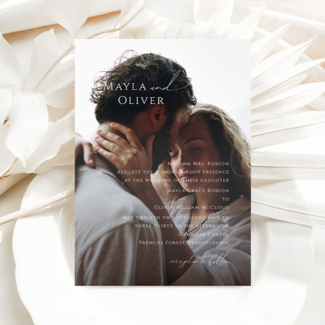 Invitation Élégant Script minime photo Mariage traditionnel (Créateur téléchargé)