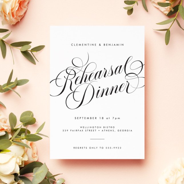 Invitation Élégant Script Moderne Mariage Répétition Dîner (Créateur téléchargé)