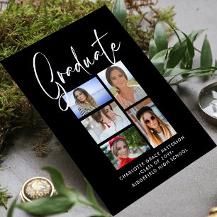 Invitation Élégant Script Multi Photo Graduation Party