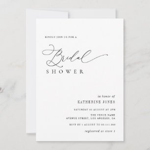 Invitation élégant script noir et blanc nuptiale douche