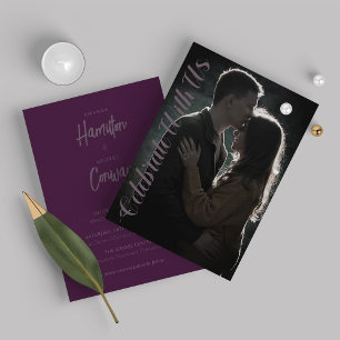 Invitation Élégant script nuances de violet Mariage photo