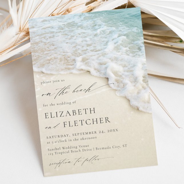 Invitation Elegant Script On The Beach Wedding (Créateur téléchargé)