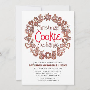 Invitation Élégant Script Party d'échange de biscuits de Noël