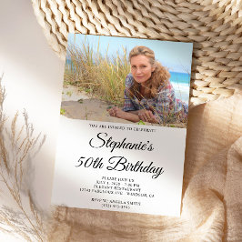 Invitation Élégant script photo 50e anniversaire