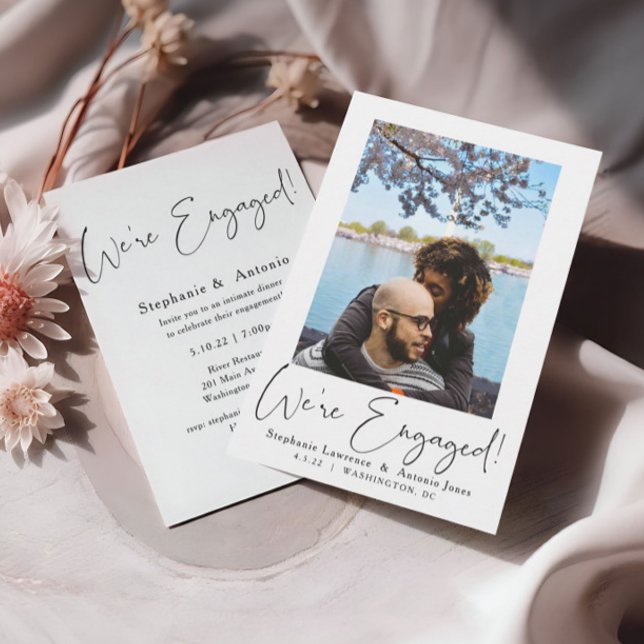Invitation Élégant Script Photo Engagement Party (Créateur téléchargé)