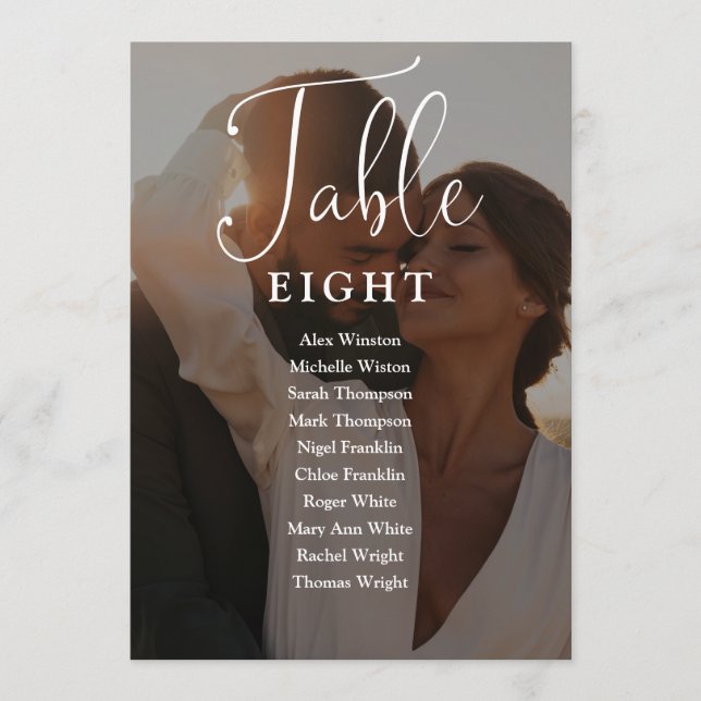 Invitation Élégant Script Photo Seing Graphique Numéro de tab (Devant)