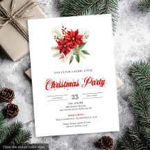 Elegant Script Red White Poinsettia Christmas