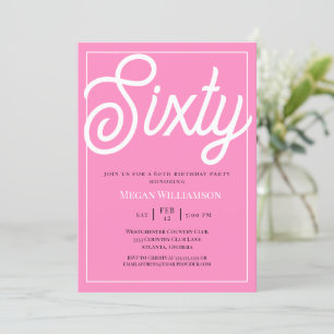 Invitation Élégant script rose et blanc 60e anniversaire