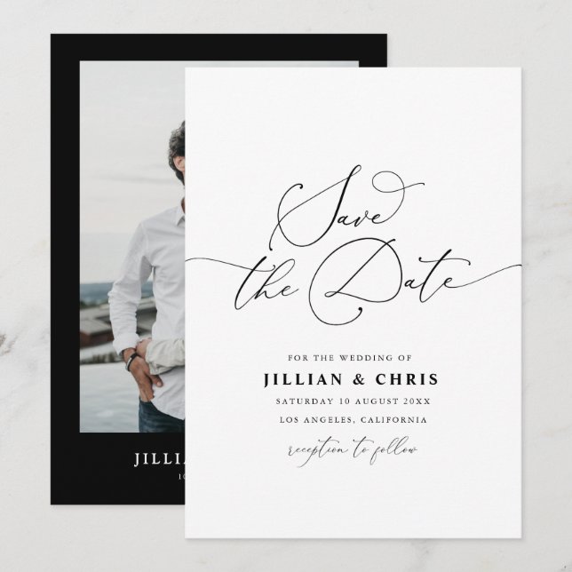 Invitation Élégant script simple mariage (Devant / Derrière)