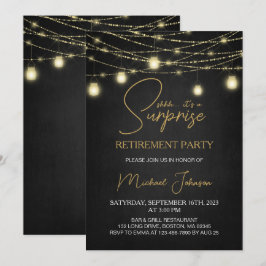Invitation Élégant Script Surprise Retraite Party
