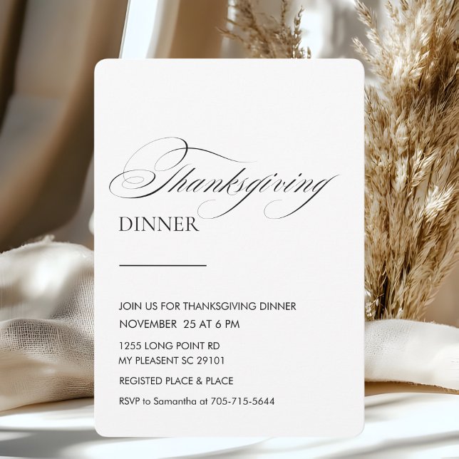 Invitation Élégant Script Thanksgiving Dîner (Créateur téléchargé)