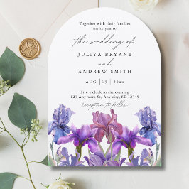 Invitation Élégant shimmer Iris arche florale script mariage