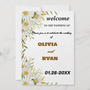 Invitation élégant signe de bienvenue à la mariage florale
