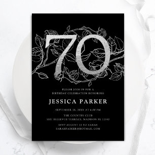 Invitation Elégant Silver Black 70e anniversaire