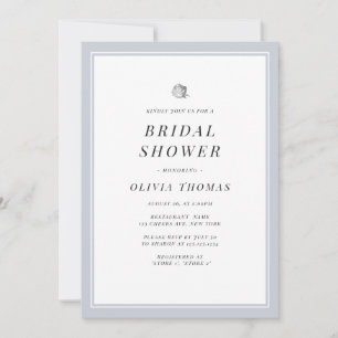 Invitation Elégant Silver Floral minimaliste douche nuptiale